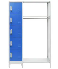 vidaXL Locker Cabinet with Coat Rack Blue and Grey 110x45x180 cm Metal