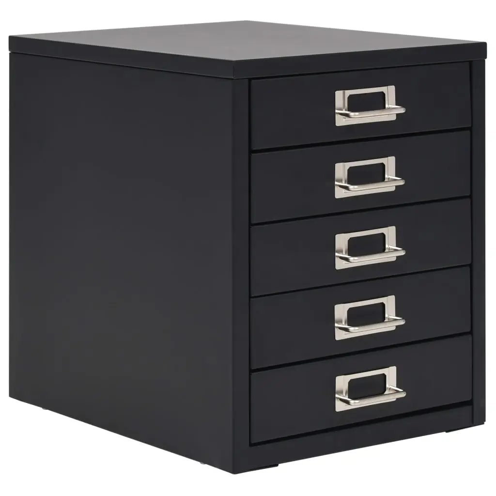 vidaXL Filing Cabinet with 5 Drawers Metal 28x35x35 cm Black