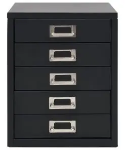 vidaXL Filing Cabinet with 5 Drawers Metal 28x35x35 cm Black
