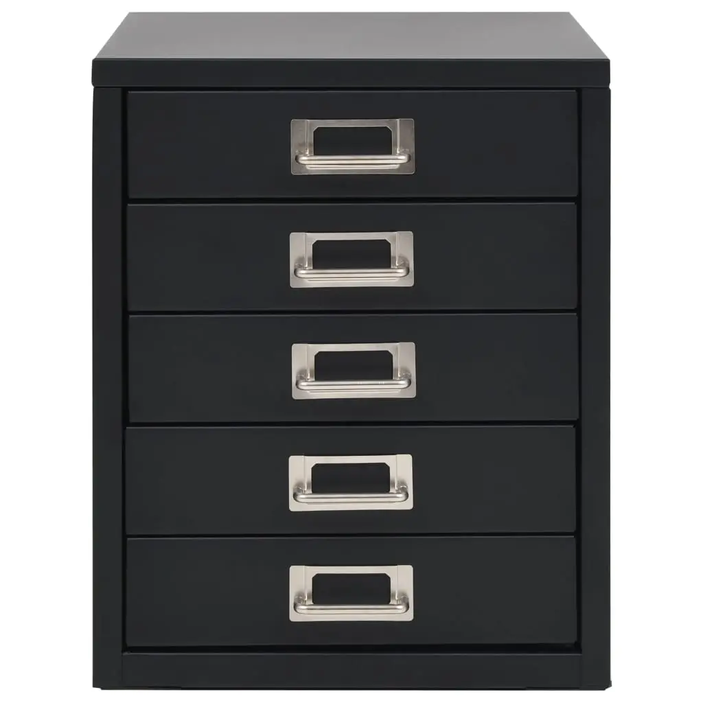 vidaXL Filing Cabinet with 5 Drawers Metal 28x35x35 cm Black