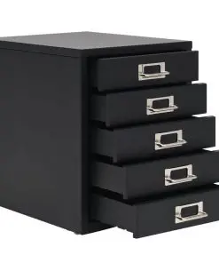 vidaXL Filing Cabinet with 5 Drawers Metal 28x35x35 cm Black