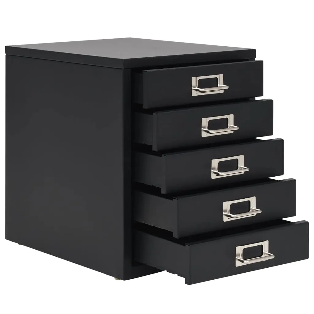 vidaXL Filing Cabinet with 5 Drawers Metal 28x35x35 cm Black