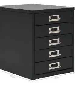vidaXL Filing Cabinet with 5 Drawers Metal 28x35x35 cm Black