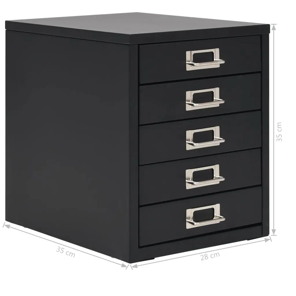 vidaXL Filing Cabinet with 5 Drawers Metal 28x35x35 cm Black