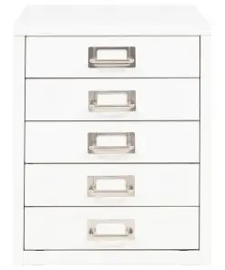 vidaXL Filing Cabinet with 5 Drawers Metal 28x35x35 cm White