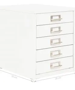 vidaXL Filing Cabinet with 5 Drawers Metal 28x35x35 cm White