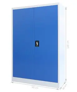 vidaXL Office Cabinet Metal 90x40x140 cm Grey and Blue
