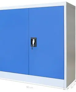 vidaXL Office Cabinet Metal 90x40x90 cm Grey and Blue