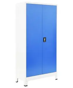 vidaXL Locker Cabinet with 2 Doors Metal 90x40x180 cm Grey and Blue