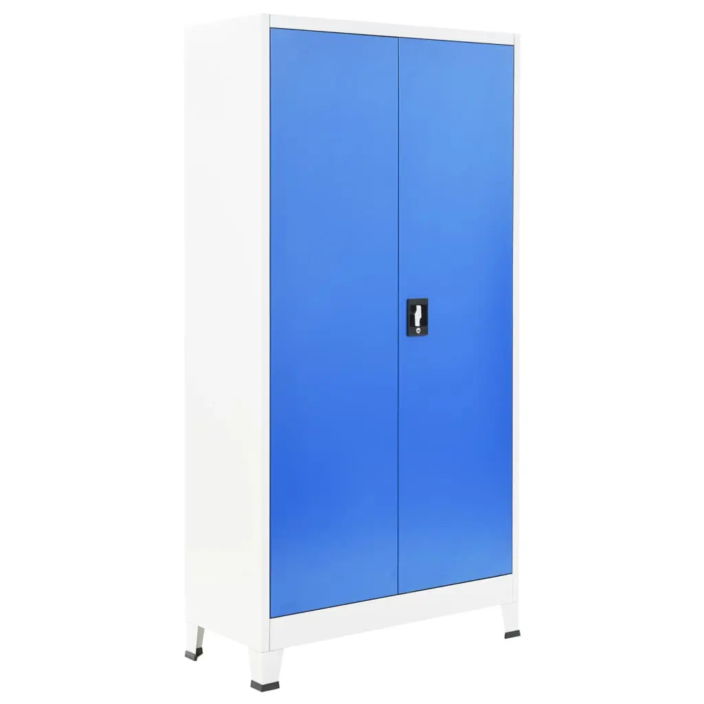 vidaXL Locker Cabinet with 2 Doors Metal 90x40x180 cm Grey and Blue