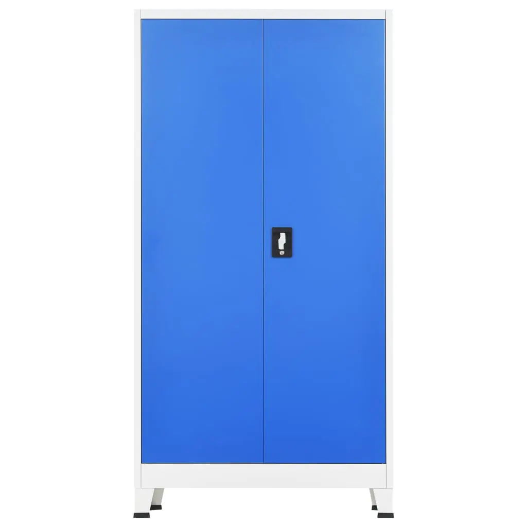 vidaXL Locker Cabinet with 2 Doors Metal 90x40x180 cm Grey and Blue