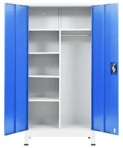 vidaXL Locker Cabinet with 2 Doors Metal 90x40x180 cm Grey and Blue