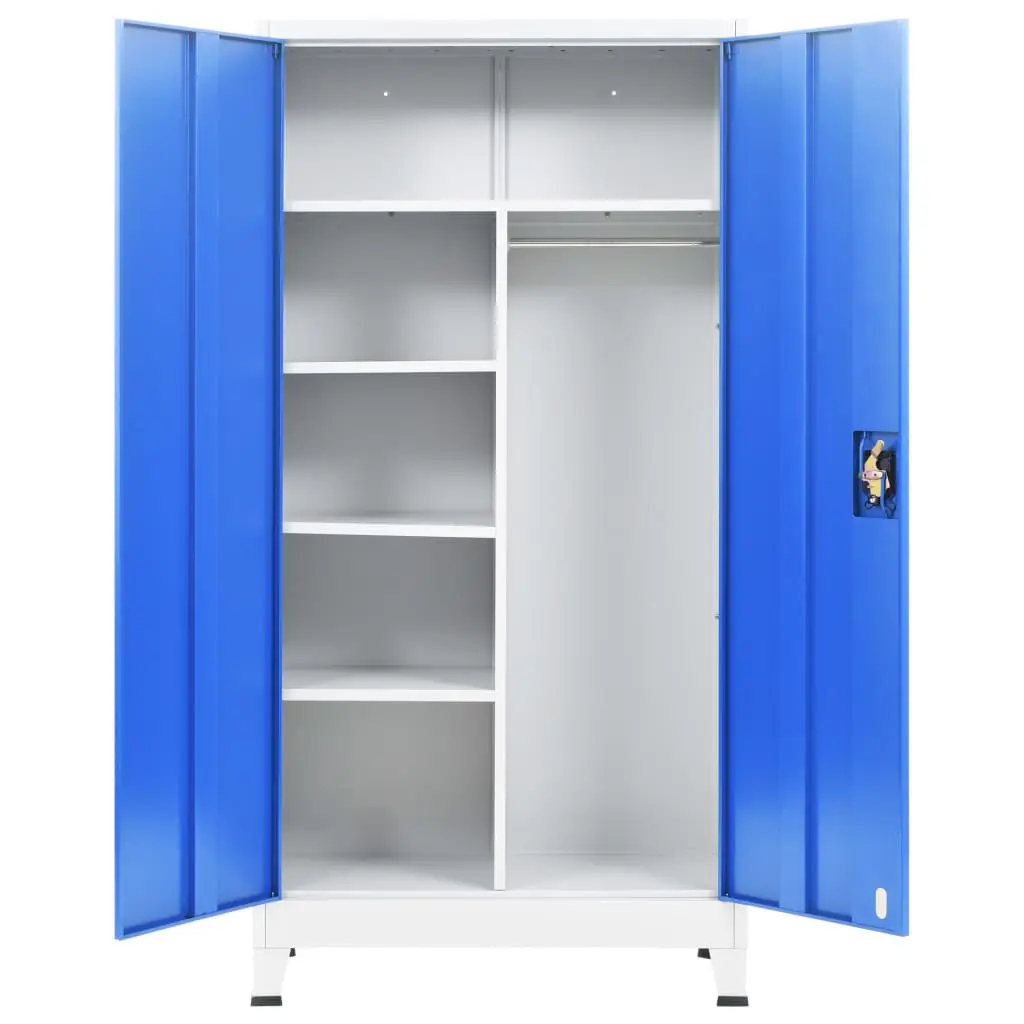 vidaXL Locker Cabinet with 2 Doors Metal 90x40x180 cm Grey and Blue