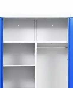 vidaXL Locker Cabinet with 2 Doors Metal 90x40x180 cm Grey and Blue