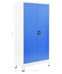 vidaXL Locker Cabinet with 2 Doors Metal 90x40x180 cm Grey and Blue