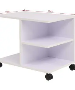 vidaXL Rolling Shelf 50x35x42 cm White