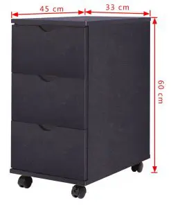 vidaXL Drawer Unit 33x45x60 cm Black