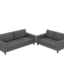 vidaXL 5-Person Sofa Set 2 Pieces Dark Grey Fabric