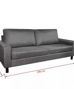 vidaXL 5-Person Sofa Set 2 Pieces Dark Grey Fabric