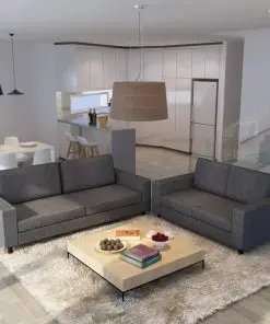 vidaXL 5-Person Sofa Set 2 Pieces Dark Grey Fabric