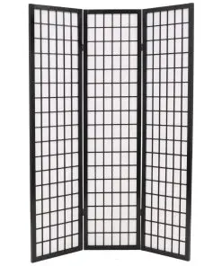 vidaXL Folding 3-Panel Room Divider Japanese Style 120×170 cm Black
