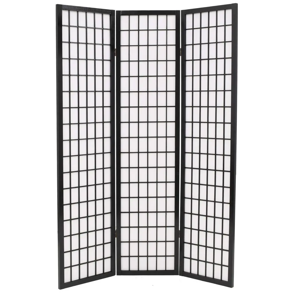 vidaXL Folding 3-Panel Room Divider Japanese Style 120×170 cm Black