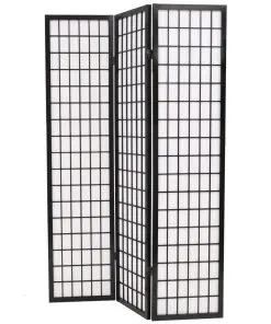 vidaXL Folding 3-Panel Room Divider Japanese Style 120×170 cm Black