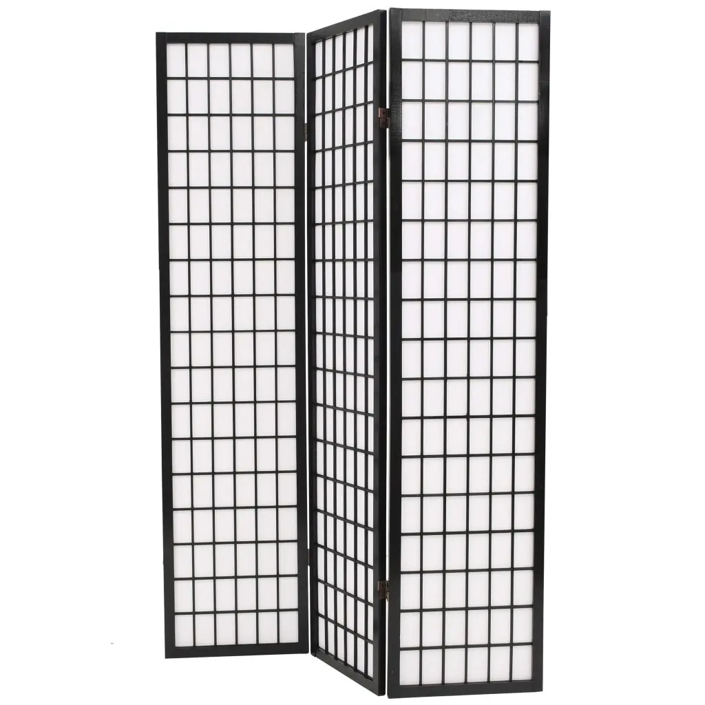 vidaXL Folding 3-Panel Room Divider Japanese Style 120×170 cm Black