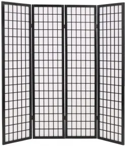 vidaXL Folding 4-Panel Room Divider Japanese Style 160×170 cm Black