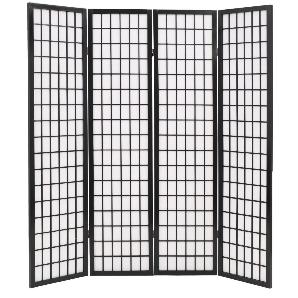 vidaXL Folding 4-Panel Room Divider Japanese Style 160×170 cm Black