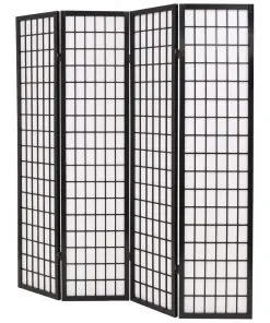 vidaXL Folding 4-Panel Room Divider Japanese Style 160×170 cm Black