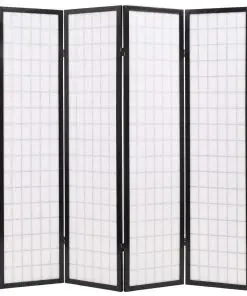 vidaXL Folding 4-Panel Room Divider Japanese Style 160×170 cm Black