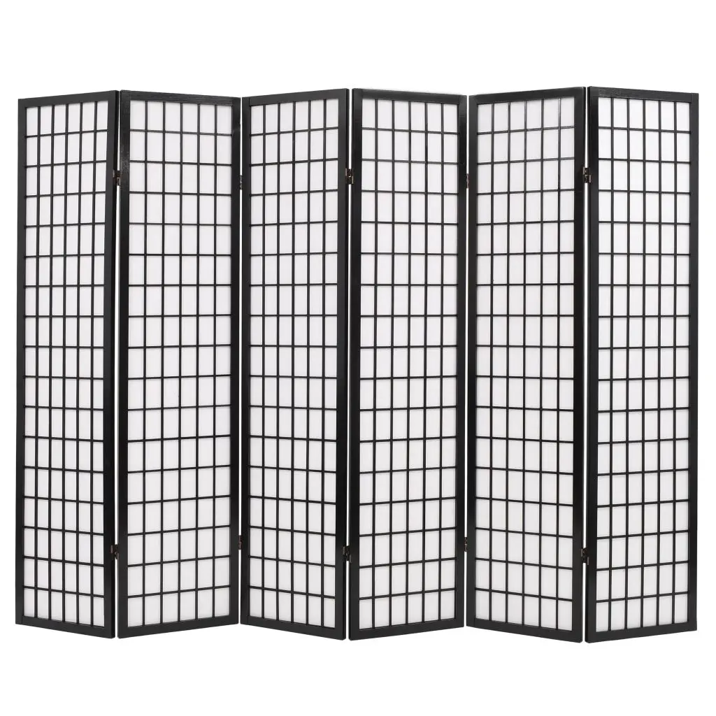 vidaXL Folding 6-Panel Room Divider Japanese Style 240×170 cm Black