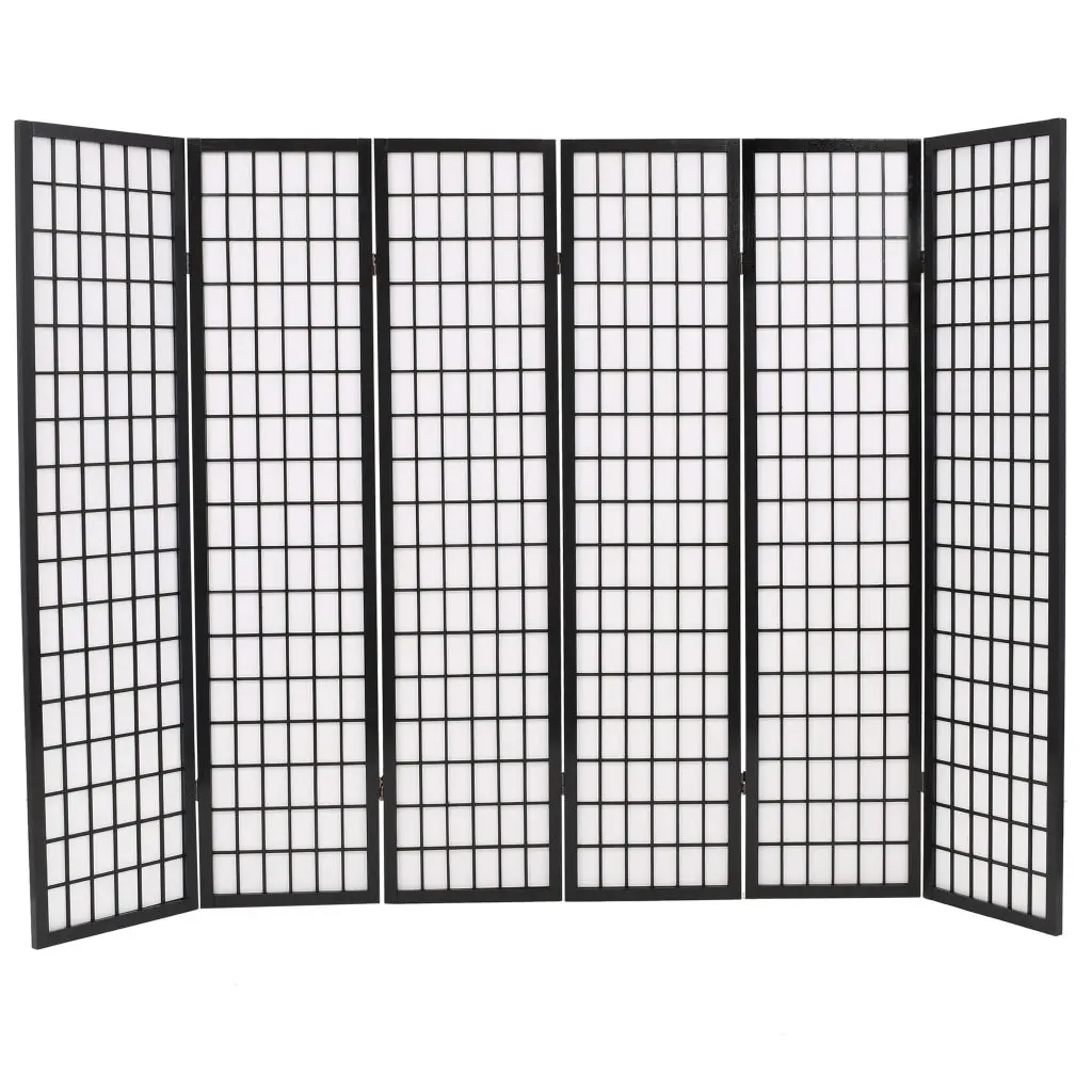 vidaXL Folding 6-Panel Room Divider Japanese Style 240×170 cm Black