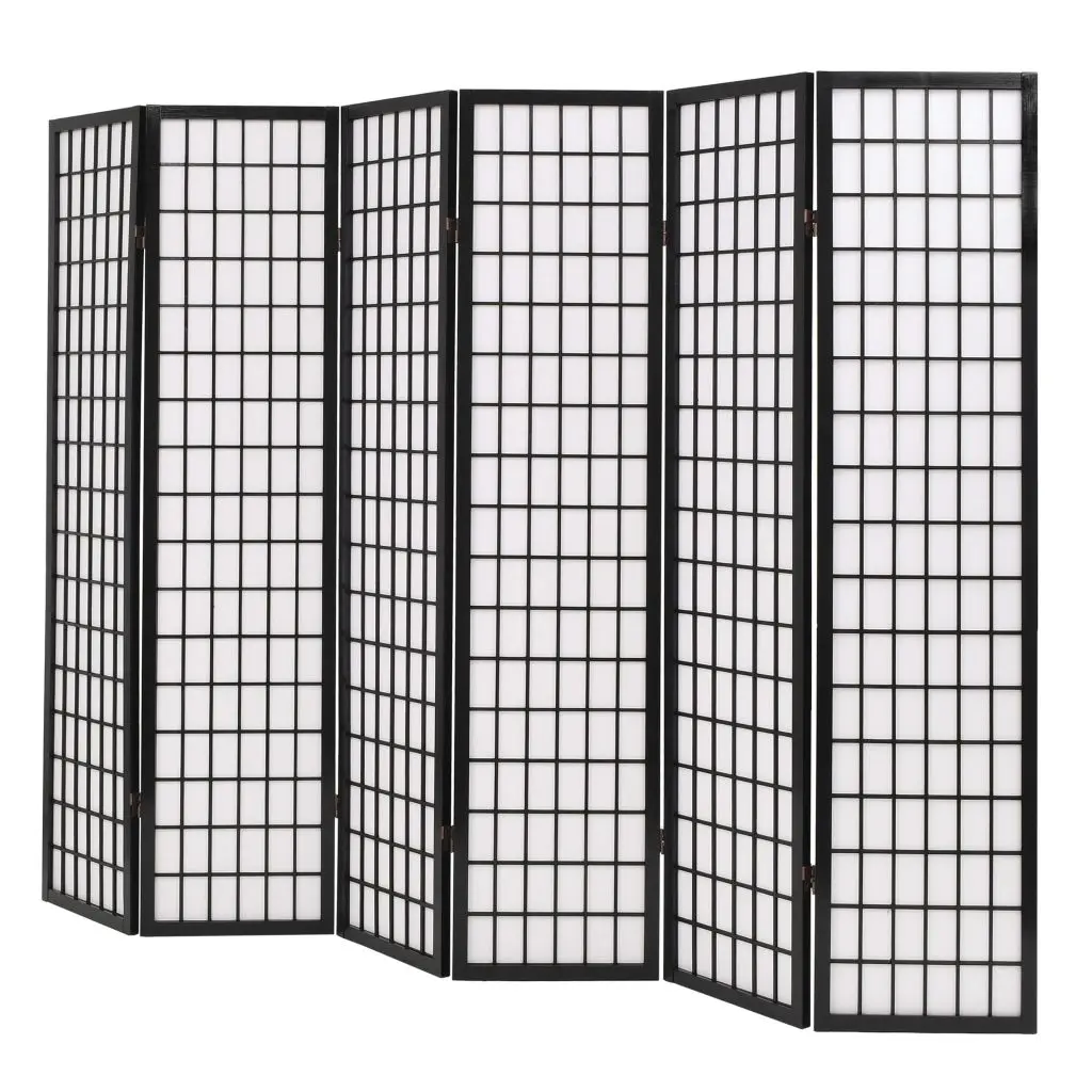 vidaXL Folding 6-Panel Room Divider Japanese Style 240×170 cm Black