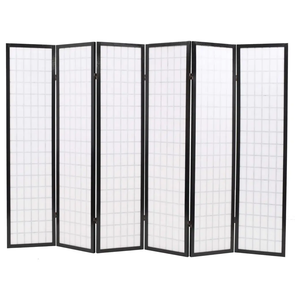 vidaXL Folding 6-Panel Room Divider Japanese Style 240×170 cm Black