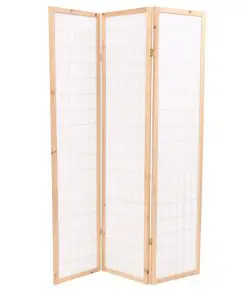 vidaXL Folding 3-Panel Room Divider Japanese Style 120×170 cm Natural