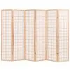 vidaXL Folding 6-Panel Room Divider Japanese Style 240×170 cm Natural