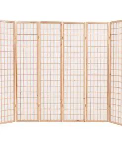 vidaXL Folding 6-Panel Room Divider Japanese Style 240×170 cm Natural