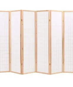 vidaXL Folding 6-Panel Room Divider Japanese Style 240×170 cm Natural