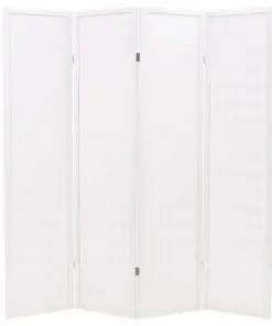 vidaXL Folding 4-Panel Room Divider Japanese Style 160×170 cm White