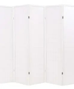 vidaXL Folding 5-Panel Room Divider Japanese Style 200×170 cm White