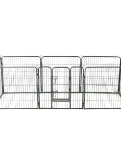 vidaXL Dog Playpen 8 Panels Steel 80×80 cm Black