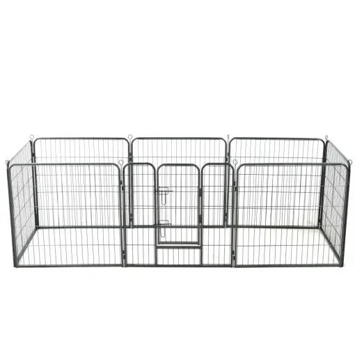 vidaXL Dog Playpen 8 Panels Steel 80×80 cm Black