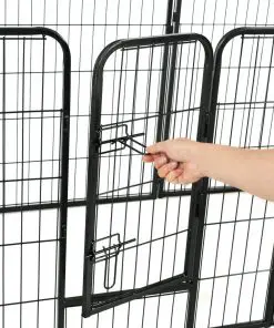 vidaXL Dog Playpen 8 Panels Steel 80×80 cm Black