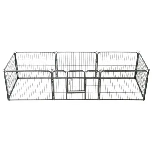vidaXL Dog Playpen 8 Panels Steel 80×60 cm Black
