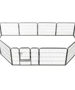 vidaXL Dog Playpen 12 Panels Steel 80×60 cm Black