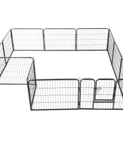 vidaXL Dog Playpen 12 Panels Steel 80×60 cm Black