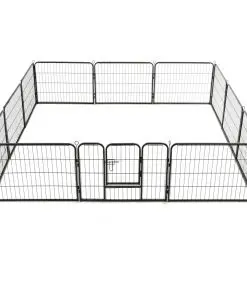 vidaXL Dog Playpen 12 Panels Steel 80×60 cm Black