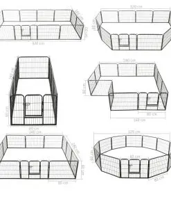 vidaXL Dog Playpen 12 Panels Steel 80×60 cm Black